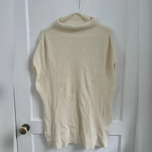 Vince Cream Sleeveless Turtleneck Sweater Cashmere Wool Knit Top Size L $325